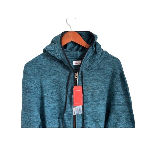 Bolivares Mens Teal Full-Zip Hoodie Sweater M 100% Pima Cotton Made In Peru - Picture 7 of 7